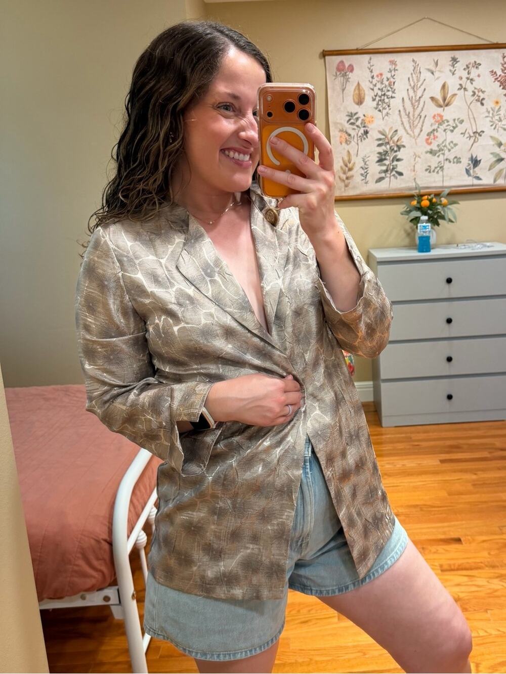 Chico’s Neutral Textured Women's Blazer Jacket - Taupe Small 0